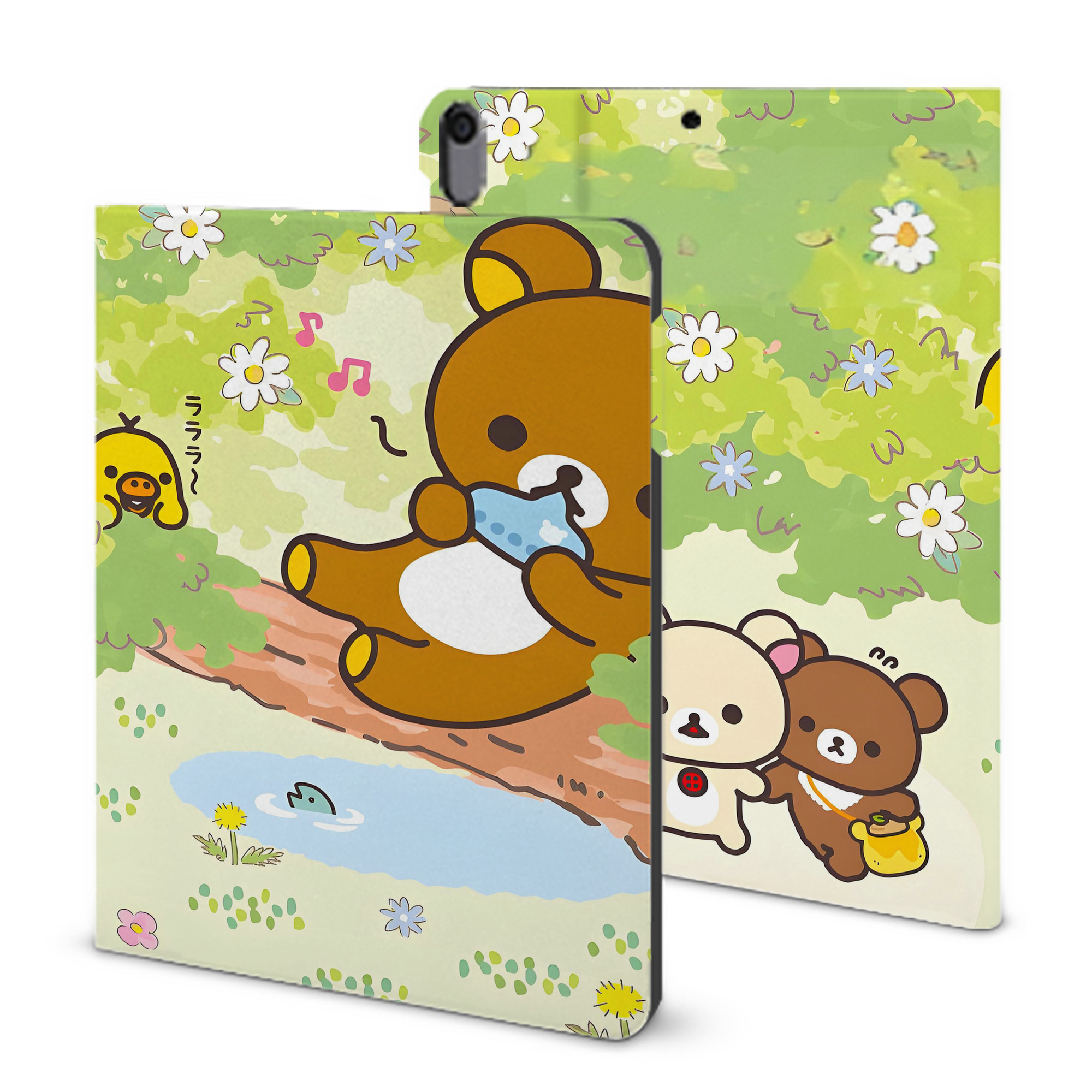 （画像用） リラックマ リラックマ キイロイトリ Rilakkuma Korilakkuma Kiiroitori IPad ケース ブック型 PUレザー TPU 耐衝撃 軽量 薄型 ペン収納なし 全面保護 IPad 各モデル対応